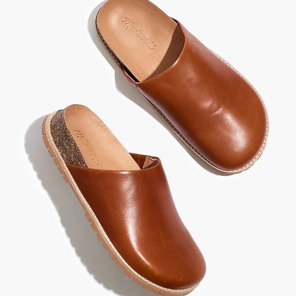 Madewell The Layne Clog Mule in Leather, size 8 Medium,  Dried Maple color